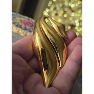 Trifari Swan or Leaf Brooch Large Statement Goldtone Vintage Rare